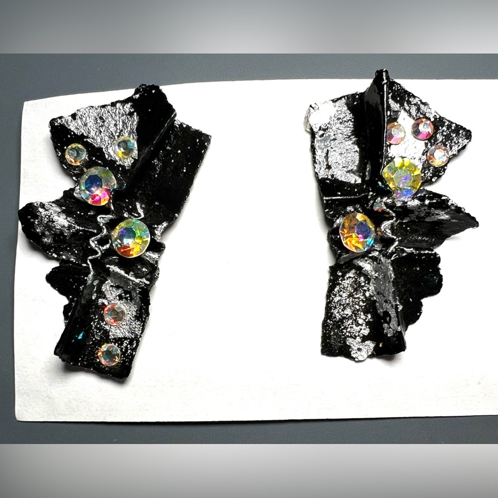 Vintage 1980s paper Mâché artist earrings